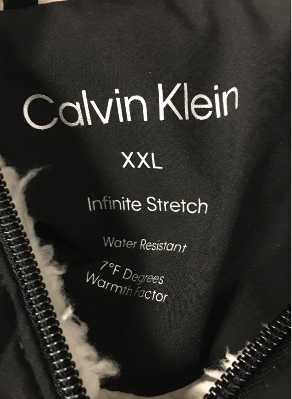 Calvin Klein Men's Black Infinite Stretch Hooded Puffer Jacket Faux Fur Sz XXL