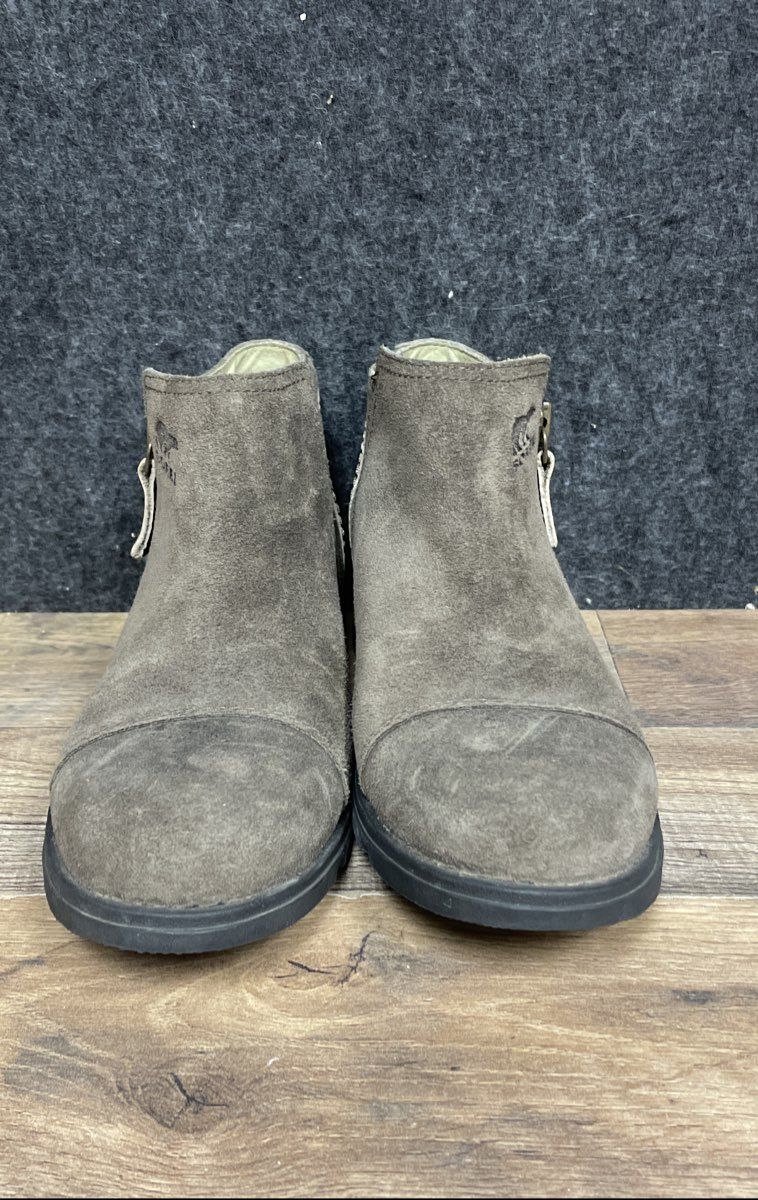 Sorel Medina Major Brown Suede Black Leather Ankle Boots Womens Size 7