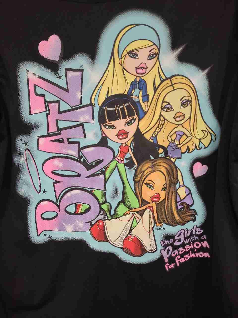 Bratz Women's Baseball Jersey Shirt Black Pink Passion for Fashion Graphic Sz L