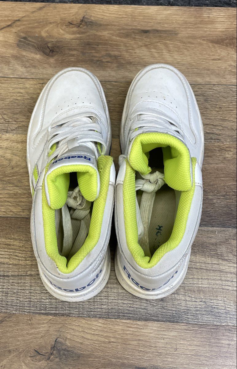Reebok BB4500 Hi 2 White Neon Lime Blue High Top Sneakers Women's Size 5