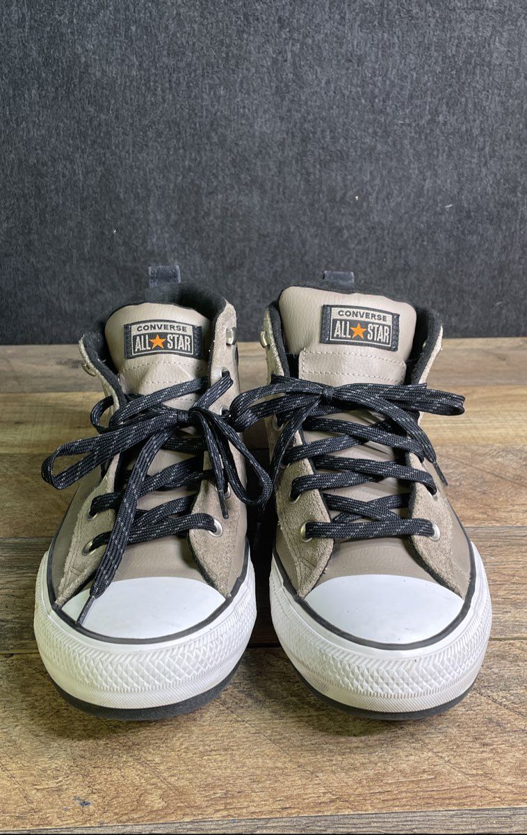 Converse Chuck Taylor All Star Street Mid Taupe Leather Sneakers Men's Size 11