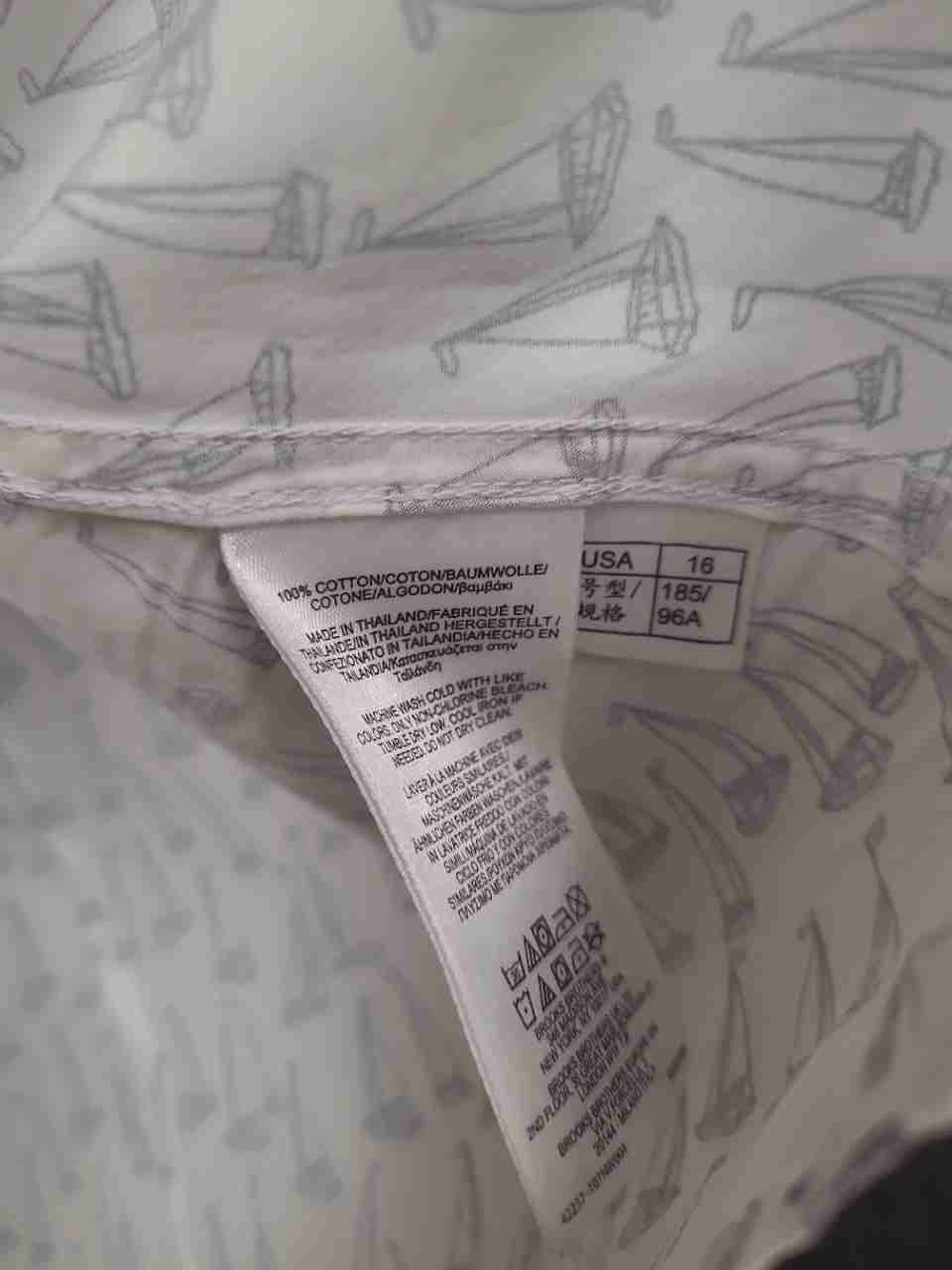 Brooks Brothers Women's White Blue Sailboat Print Cotton Sleep Shirt Size 16