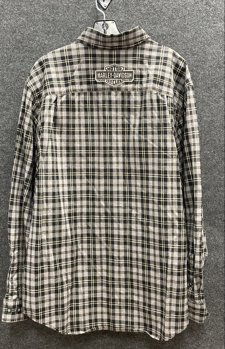 Harley-Davidson MotorClothes Plaid Long Sleeve Button Shirt Embroidered Sz XL