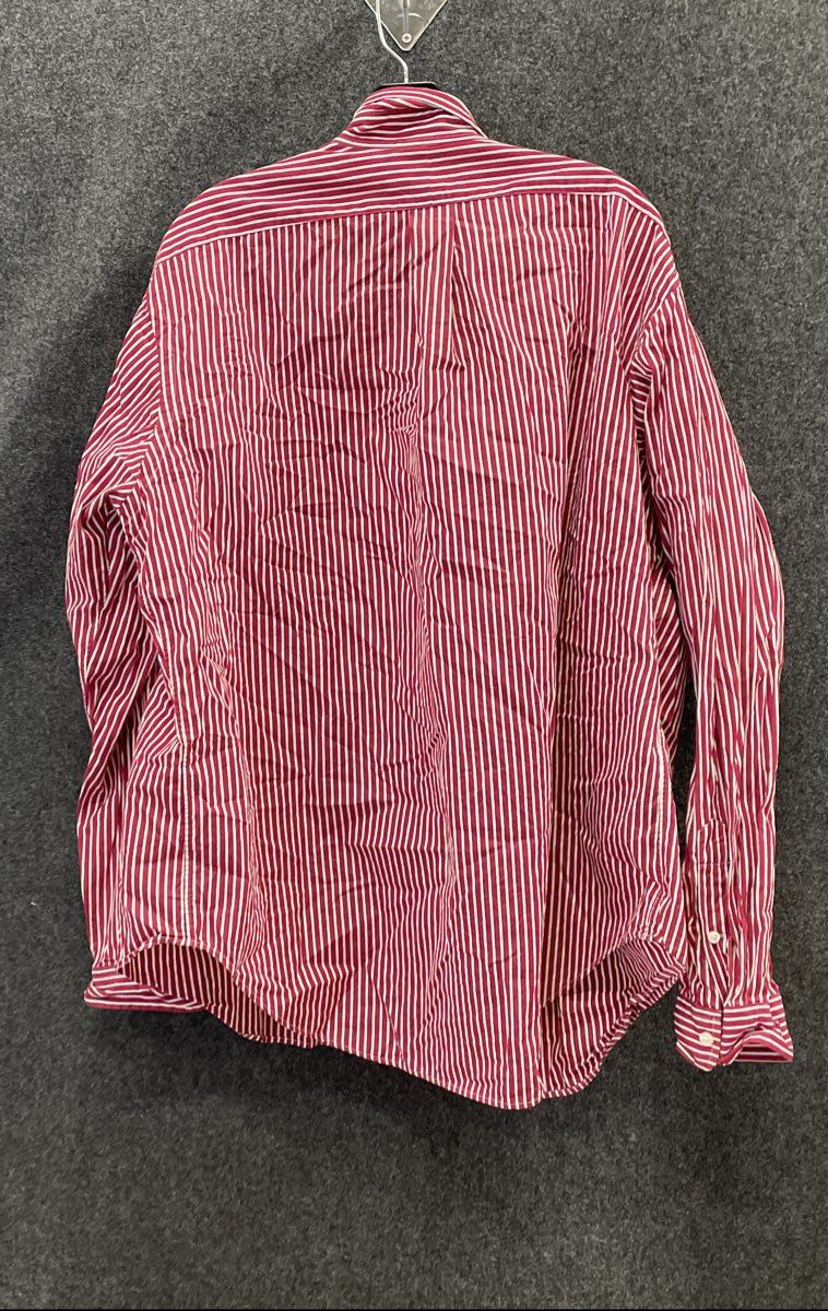Ralph Lauren Men's Red White Striped Classic Fit Cotton Button Down Shirt Sz XL