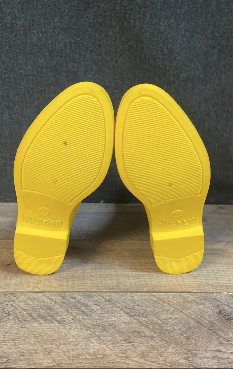 Lauren Ralph Lauren Yellow Navy Chelsea Ankle Rain Boots Size 6