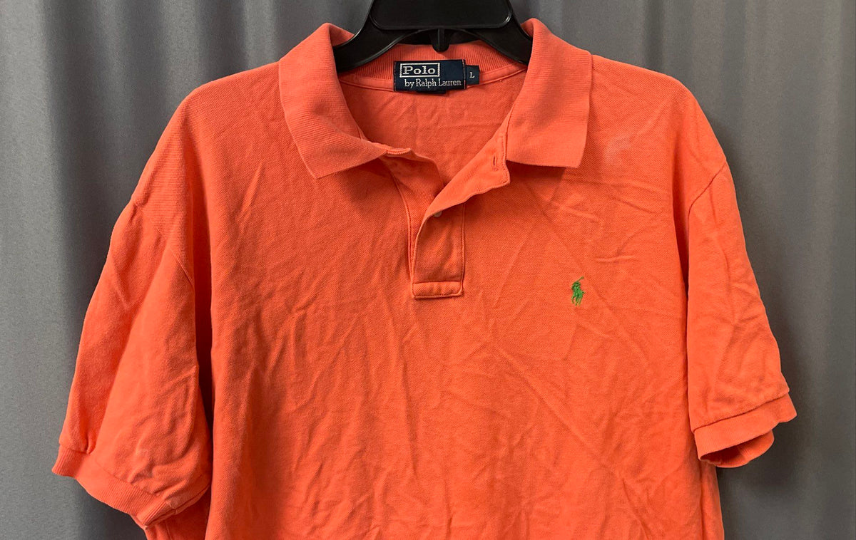Vintage 90s Polo Ralph Lauren Men's Salmon Orange Pique Golf Polo Shirt Sz L