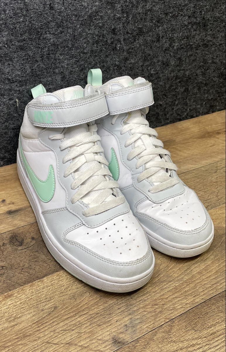 Nike Court Borough Mid 2 White Mint Foam Youth High Top Sneakers Size 7Y