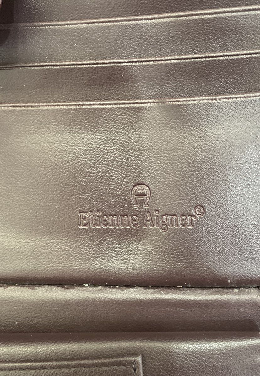 Vintage Etienne Aigner Mauve Leather Crossbody Wallet Bag Gold Tone Hardware