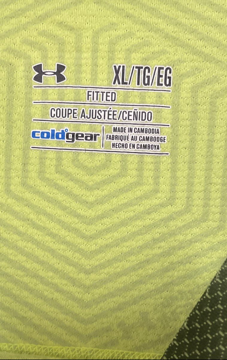 Under Armour Men's ColdGear Fitted Long Sleeve Shirt Green Yellow Sz XL