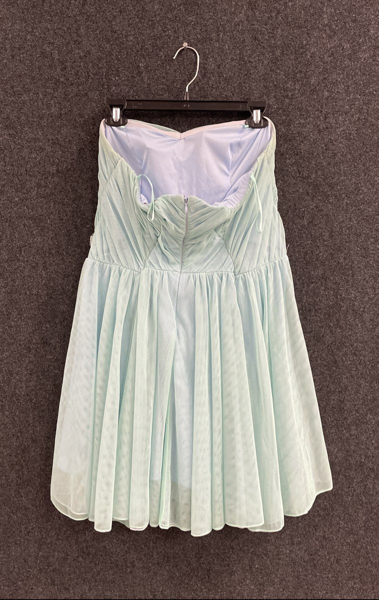 Disney Cinderella Women's Ice Blue Strapless Ruched Jeweled Prom Dress Sz 11