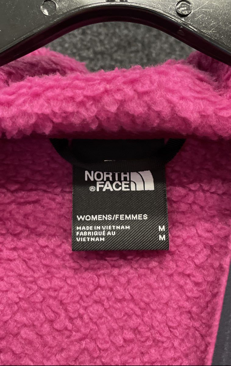 The North Face Women's Cropped Fleece Pullover Hoodie Pink Orange Navy Sz M