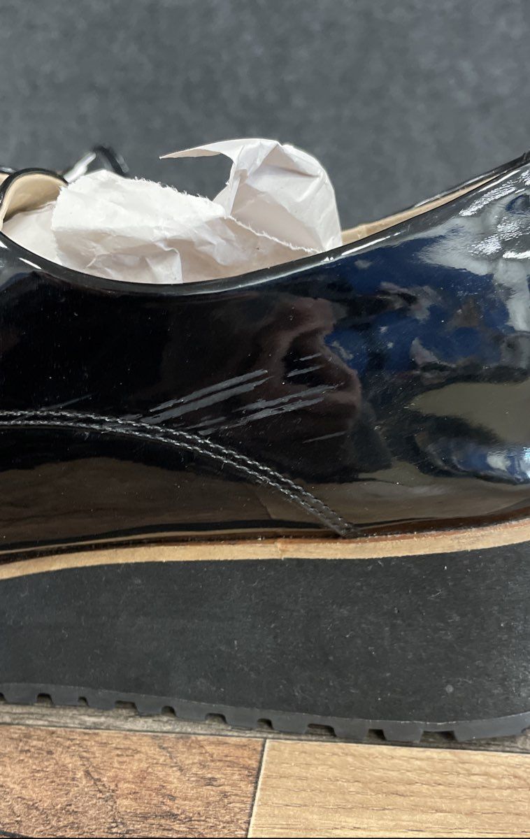 Aldo Black Patent Leather Platform Lug Sole Oxford Shoes Women's Size 11
