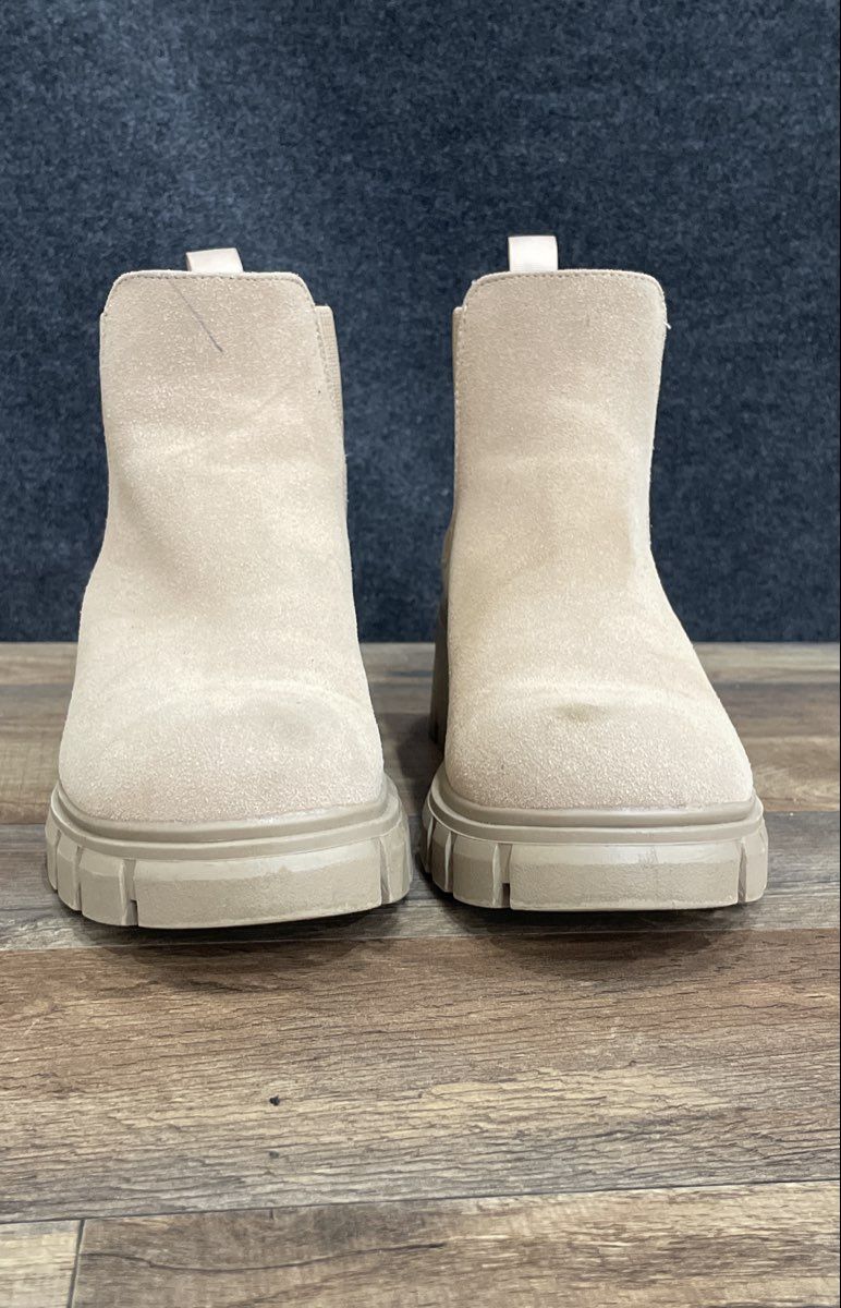 Athlefit Tan Faux Suede Platform Lug Sole Chelsea Boots Size 9.5