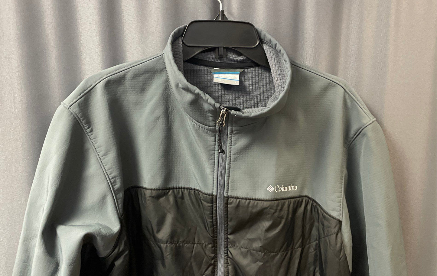 Columbia Men's Gray Black Hybrid Full Zip Softshell Insulated Jacket Sz L