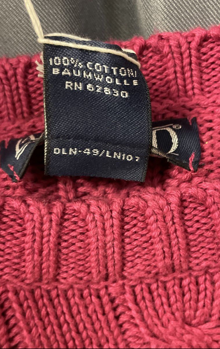 Land's End Men's Pink 100% Cotton Cable Knit Sweater Regular Sz L 42-44 NWT