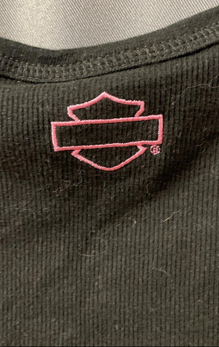 Vintage 2000s Harley-Davidson Pink Script Embroidered Ribbed Tank Top Sz L