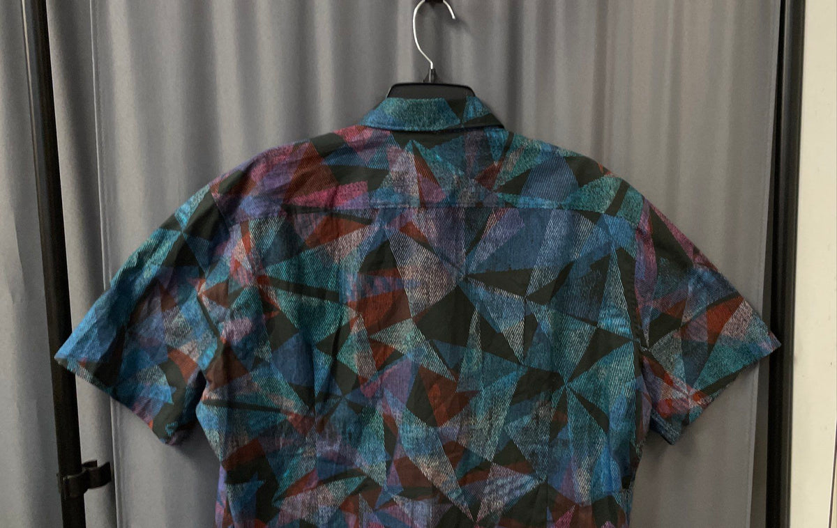 Hugo Men's Geometric Multicolor Short Sleeve Casual Slim Fit Shirt Sz XXL NWT
