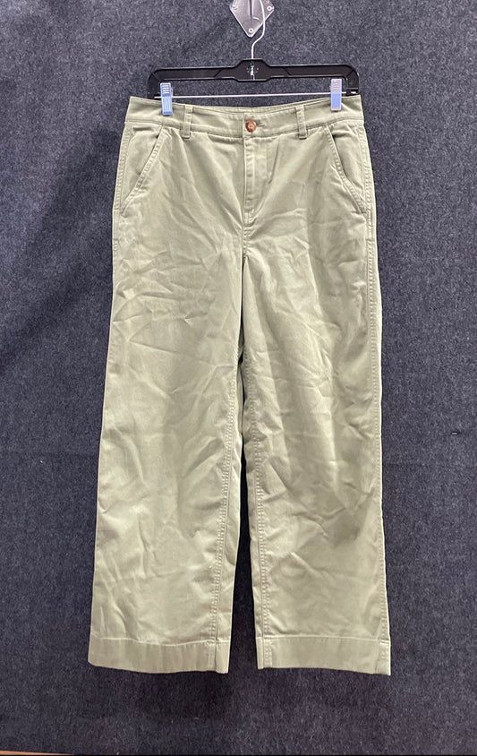 L.L. Bean Women's Green Wide Leg Chino Pants Cotton Stretch Sz 8