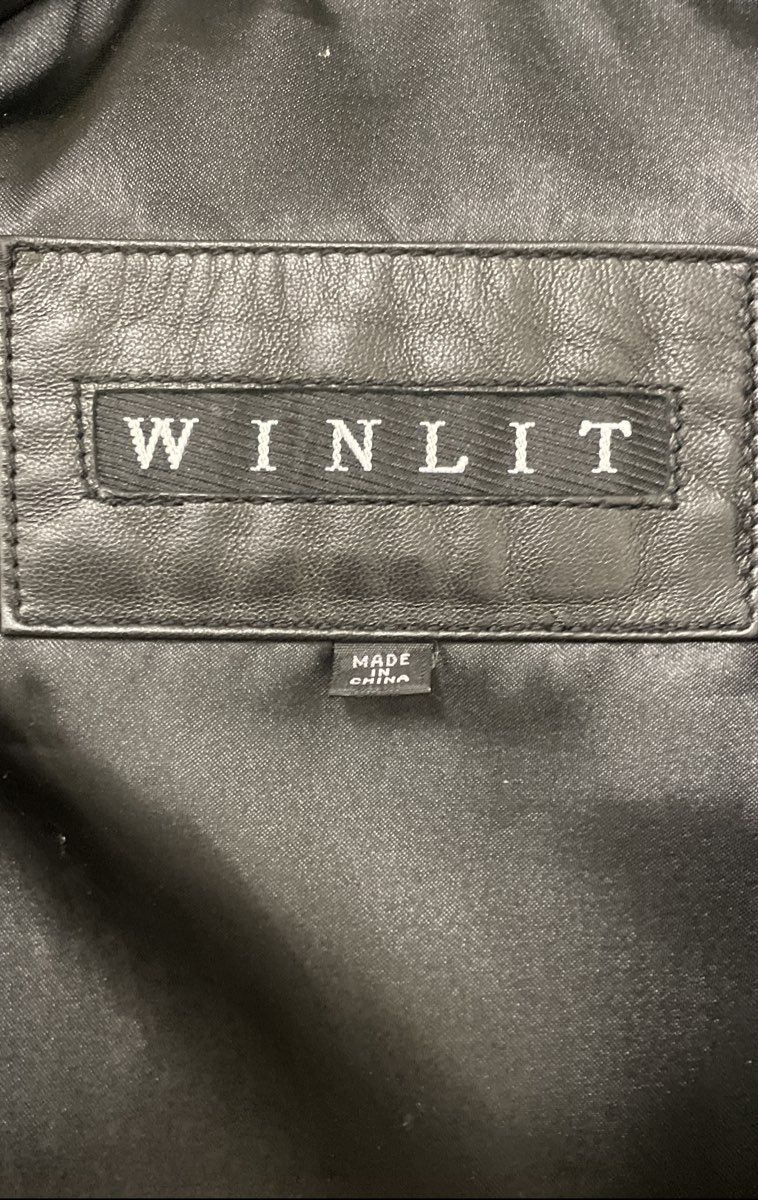 Winlit Women's Genuine Leather Jacket Black Vintage Y2K Full Zip Sz XL