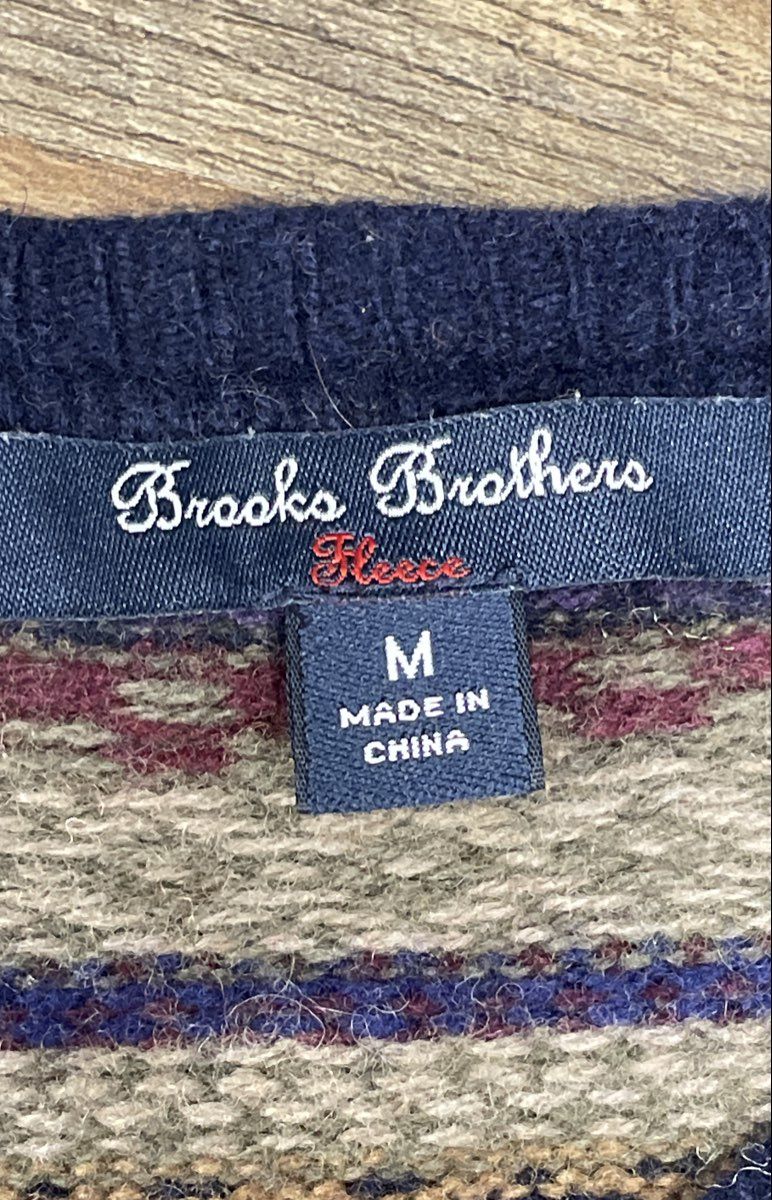 Brooks Brothers Red Fleece Women's Fair Isle Wool V-Neck Sweater Sz M Fits S