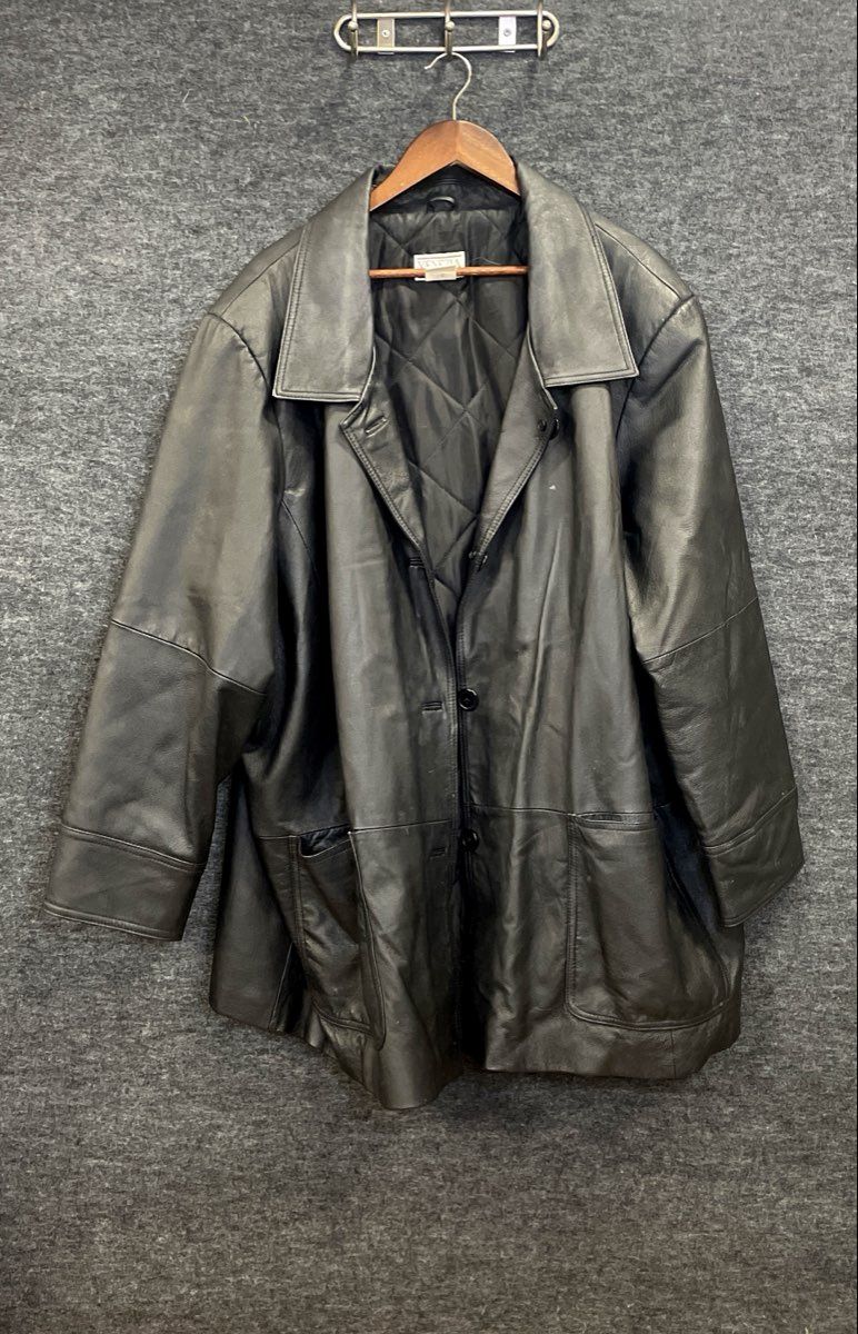Vintage 90s Venezia Women's Black Genuine Leather Quilted Coat Size 24W