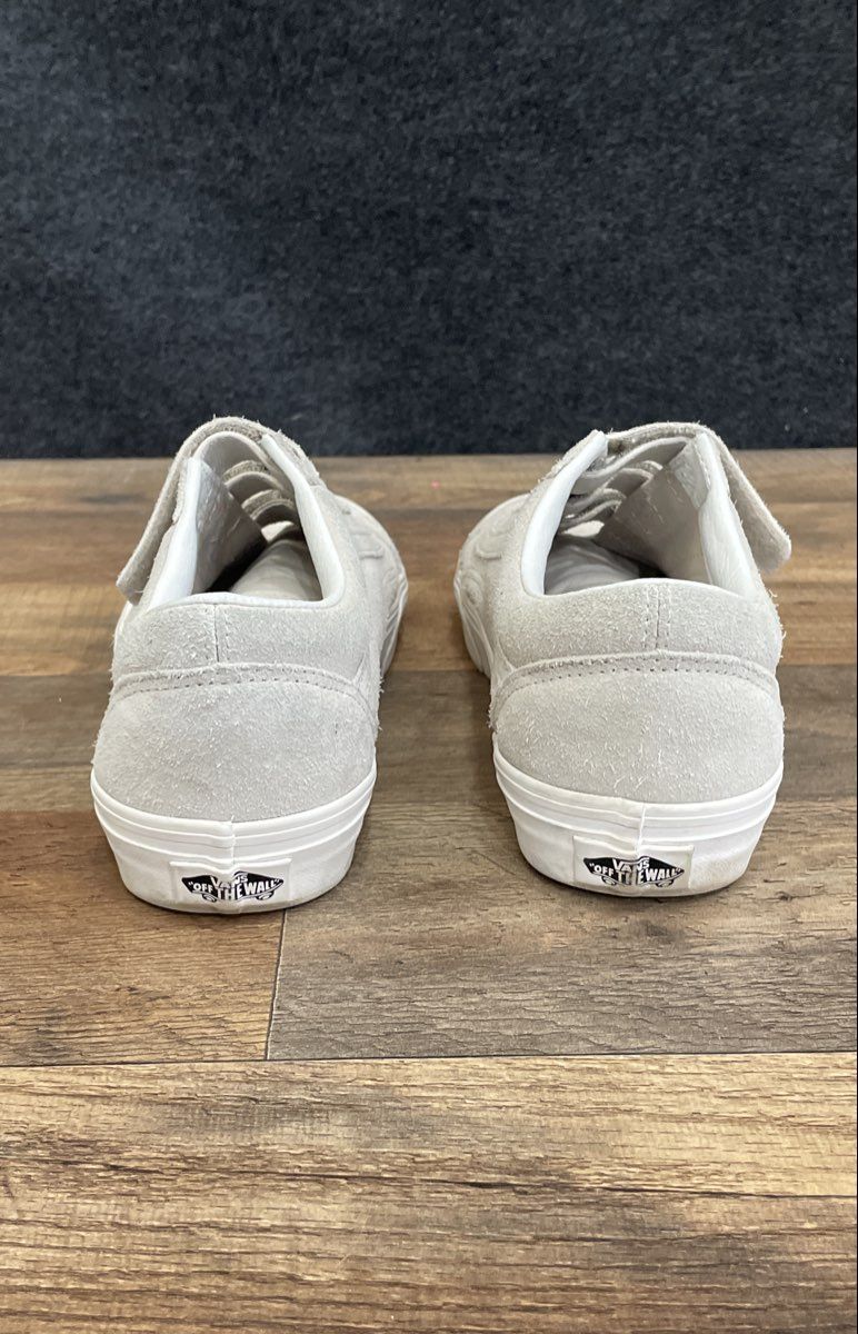 Vans Old Skool V White Suede Triple Strap Low Top Sneakers Women's Size 9
