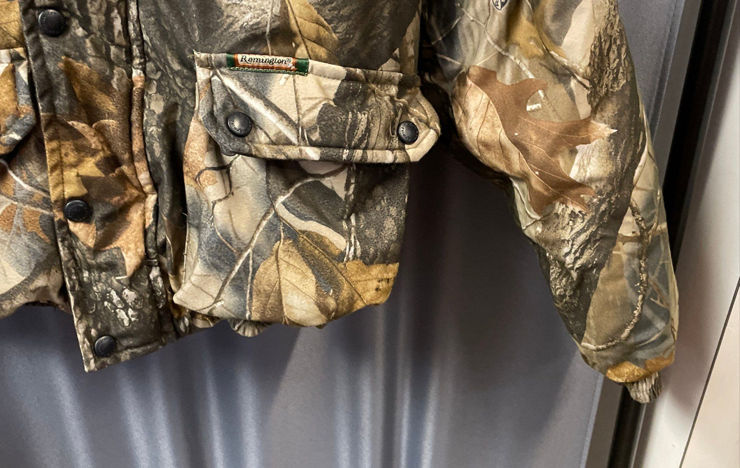 Remington Youth Reversible Camo Jacket Realtree Hardwoods Olive Green Sz 12/14