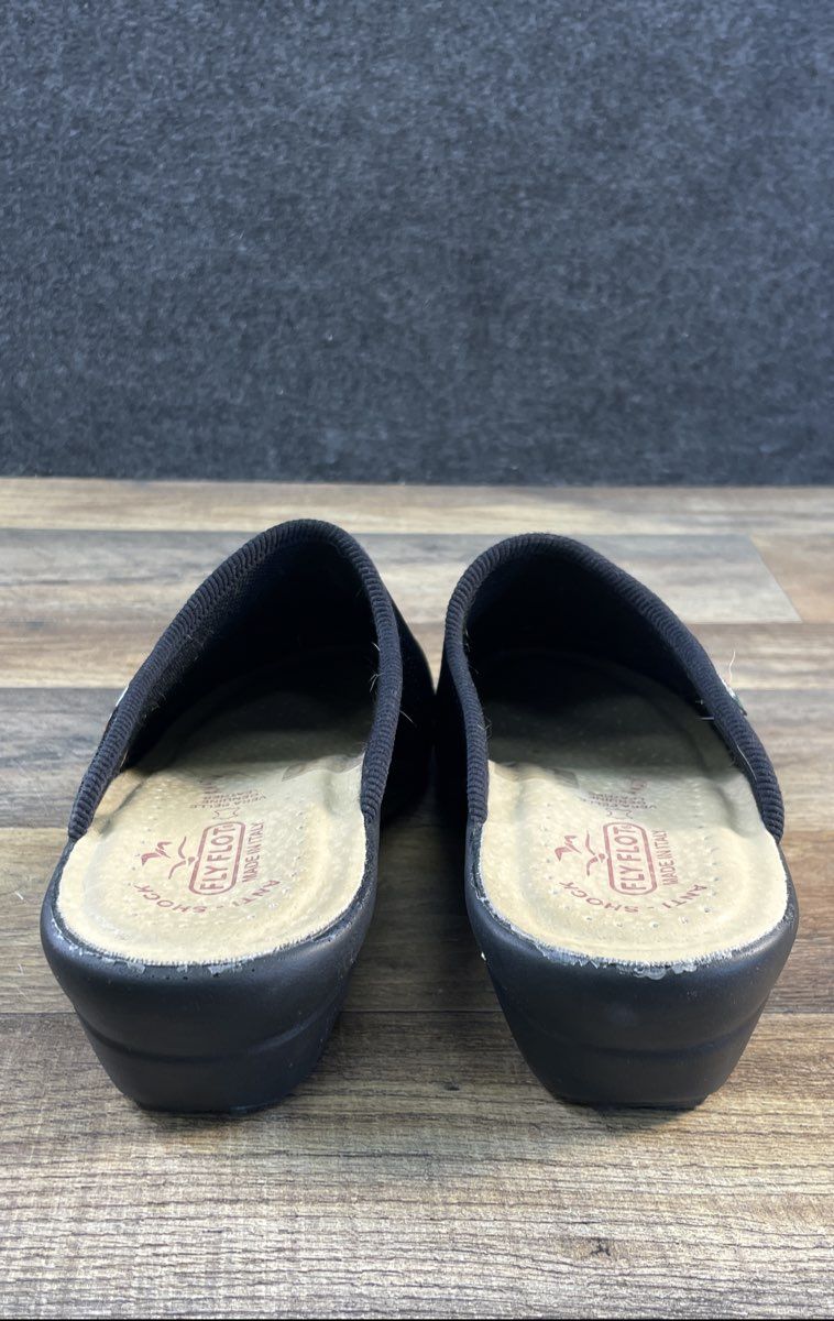 Fly Flot Anti-Shock Black Mesh Comfort Slip-On Clogs Made in Italy Size 41