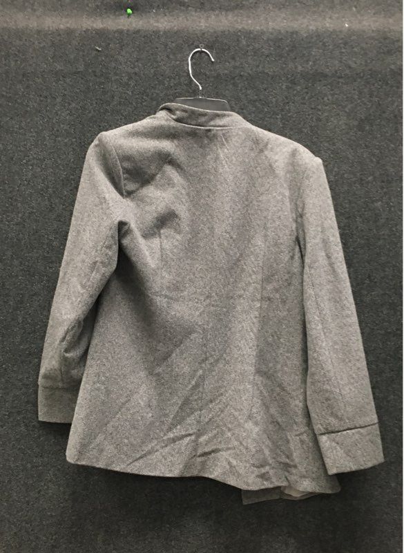 Made With Women's Gray Military Band Jacket Mandarin Collar Silver Buttons Sz M