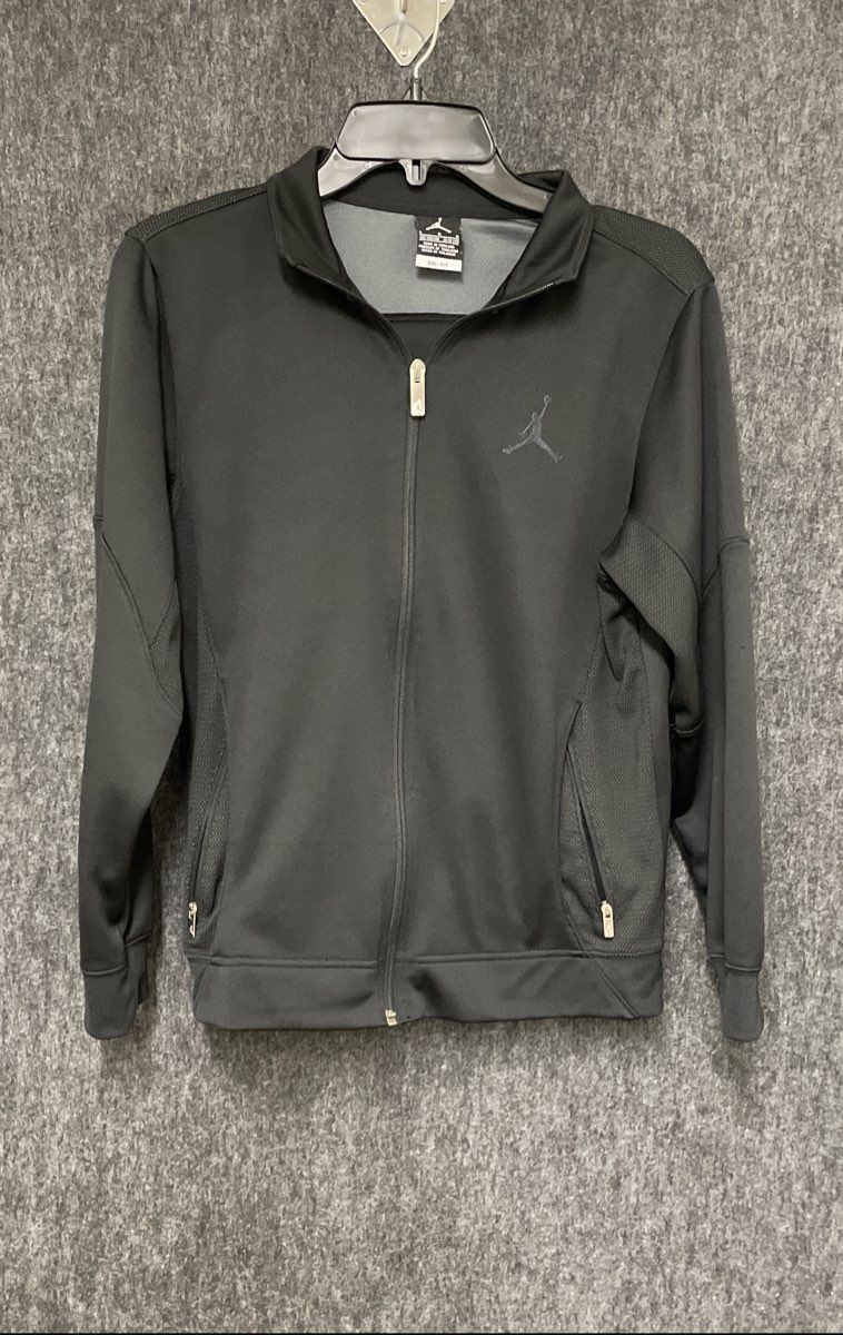Jordan Boys' Sport Jam Warm-Up Full Zip Track Jacket Black Dri-FIT Youth Sz L