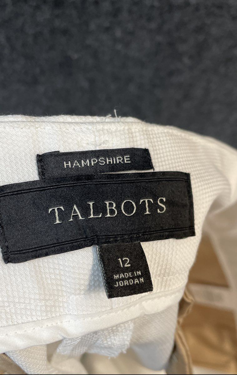 Talbots Women's Hampshire Pants White Cotton Stretch Slim Trousers Sz 12