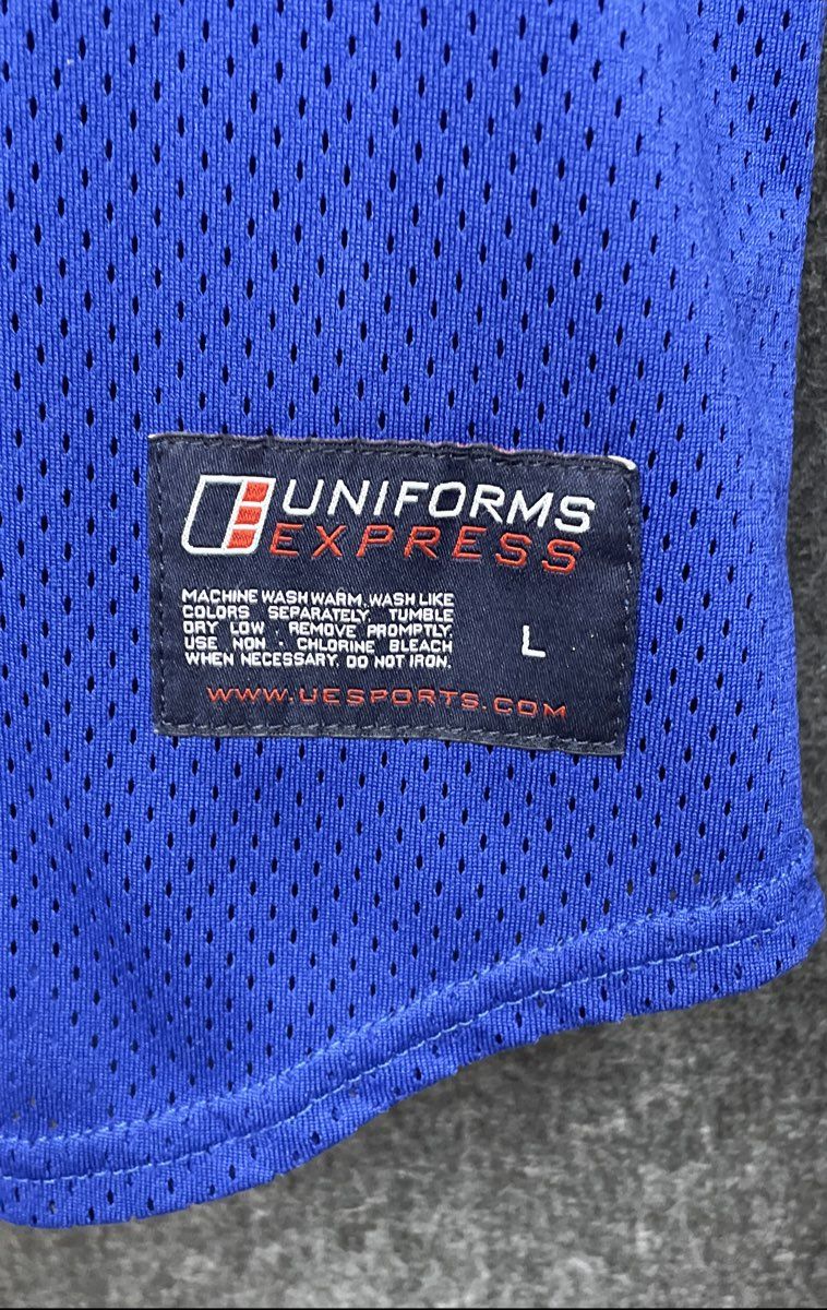 Uniforms Express Mens Blue King George Foxes Stitched Mesh Baseball Jersey #27 L