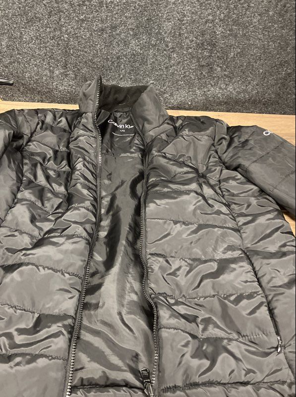 Calvin Klein Women's Black Quilted Puffer Jacket Full Zip Insulated Size L