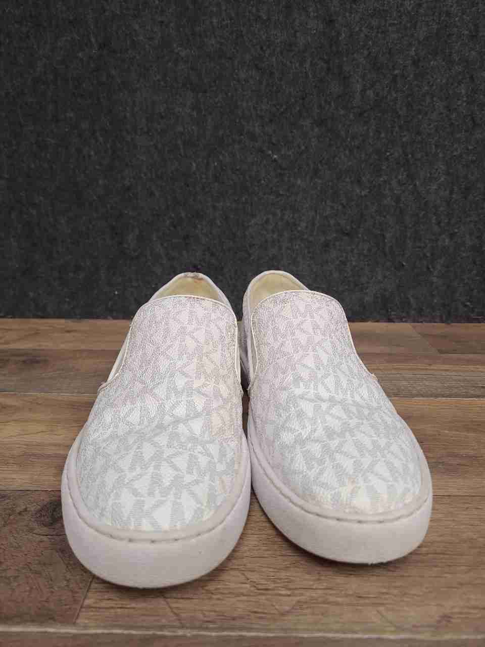 Michael Kors Keaton Vanilla Monogram Logo Slip-On Sneakers Women's Size 8