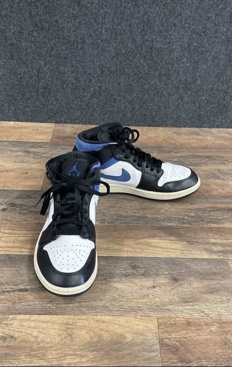 Nike Air Jordan 1 Mid Racer Blue Black White Sneakers Men's Size 8