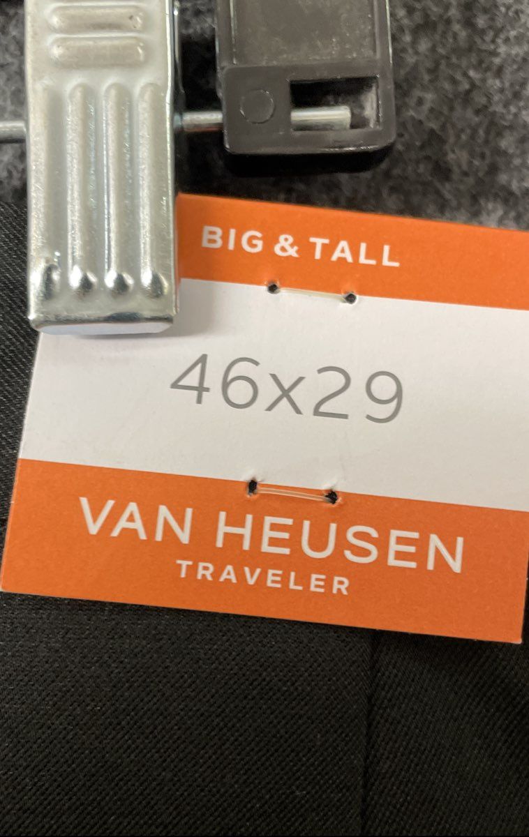 Van Heusen Men's Black Traveler Stretch Non-Iron Dress Pants Slacks 46x29 NWT