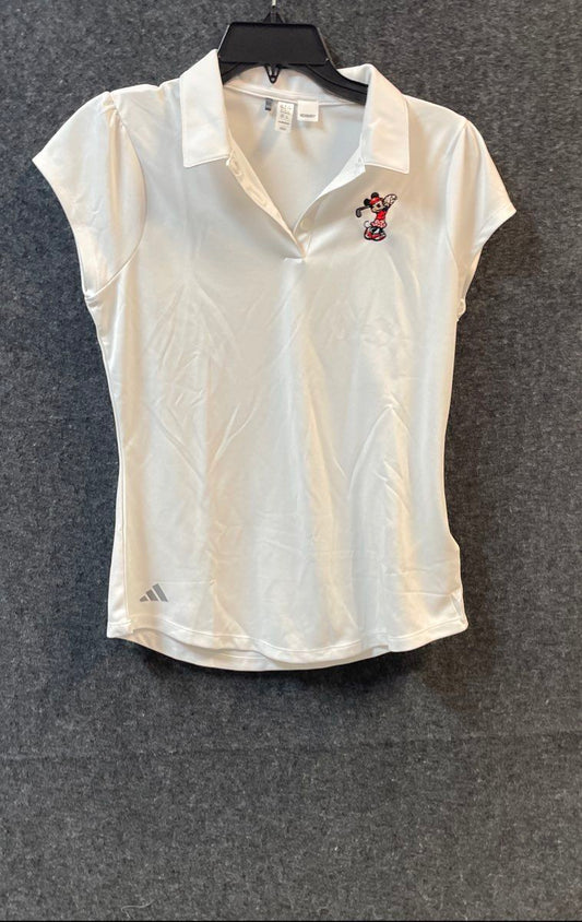 Adidas Girls White Minnie Mouse Golf Polo Shirt Sz XL 14-15Y
