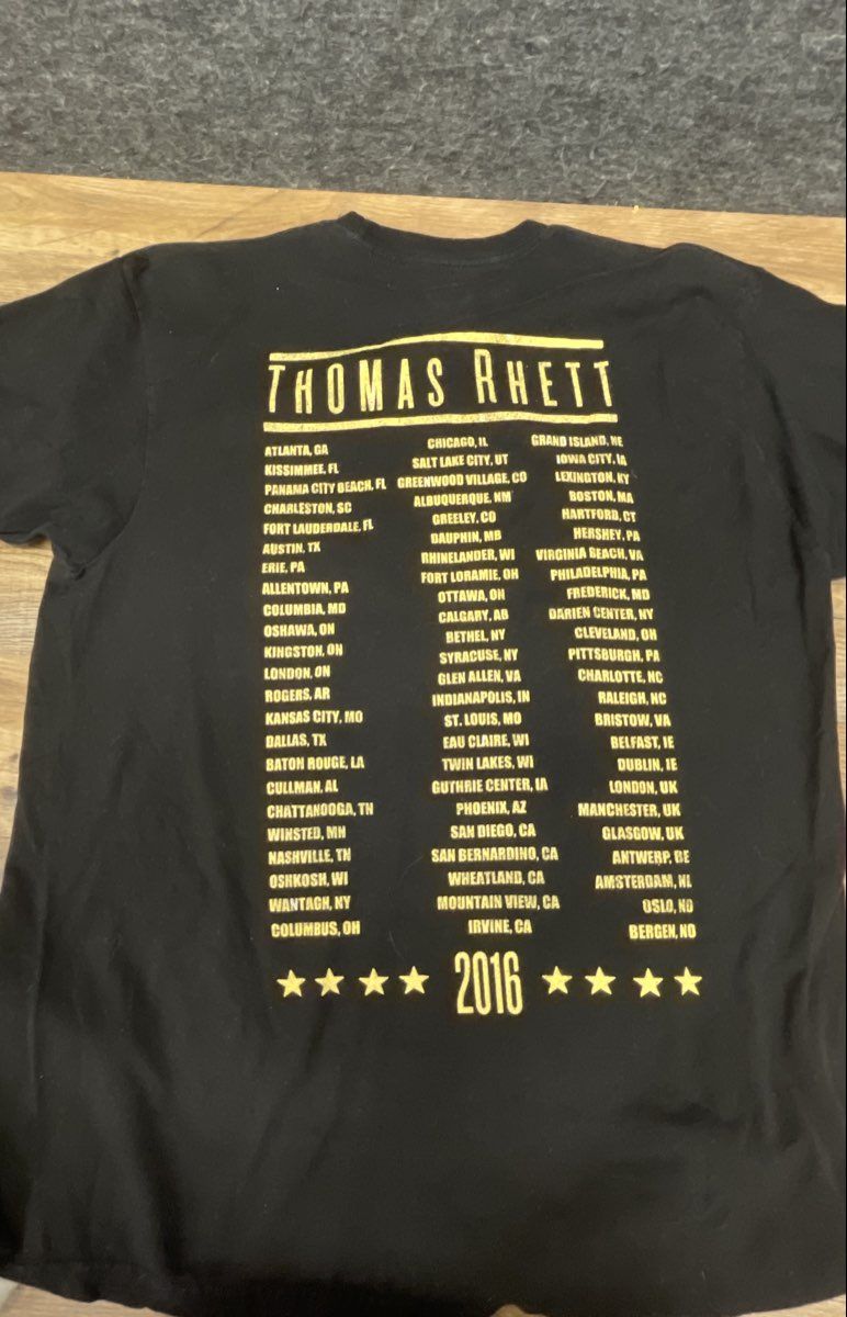 Thomas Rhett 2016 World Tour Concert T-Shirt Official Home Team Gear Sz XL