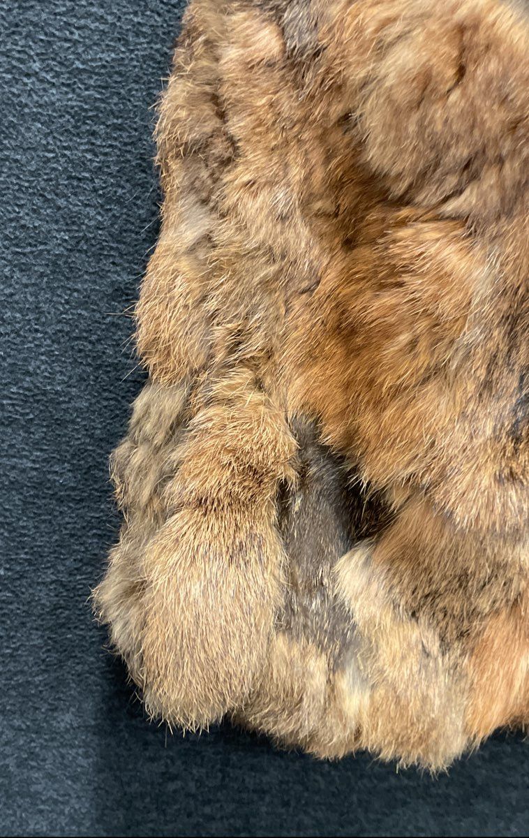Vintage 1970s Brown Real Fur Shoulder Bag Handbag Leather Strap