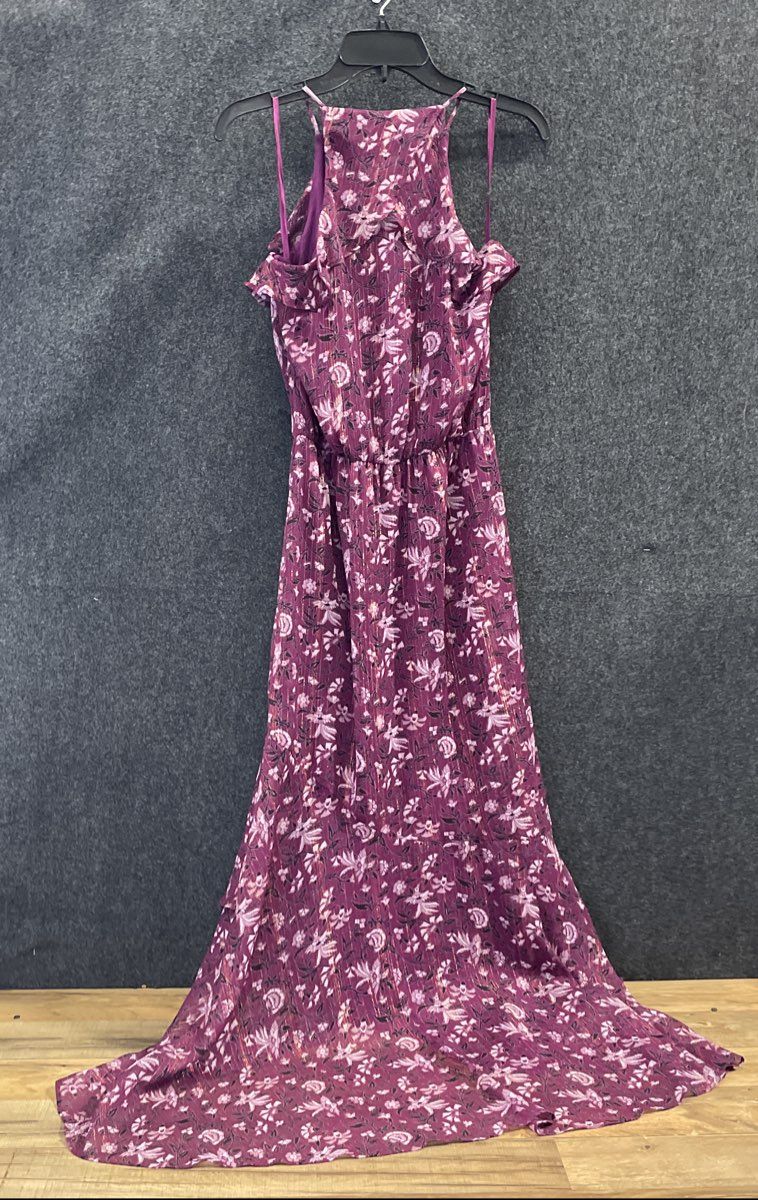 White House Black Market Womens Purple Floral Metallic Hi-Lo Maxi Dress NWT Sz 2