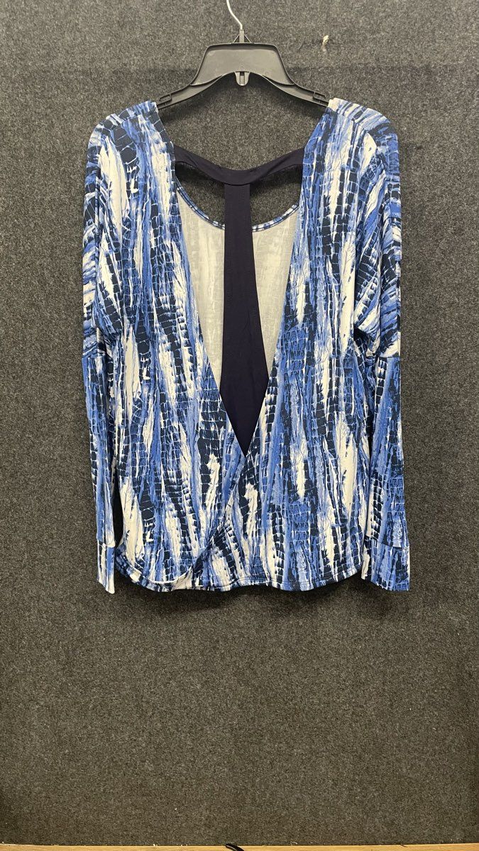 Lascana for Venus Women's Tie Dye Print Top Shirt Blue Open Back T-Strap Size L