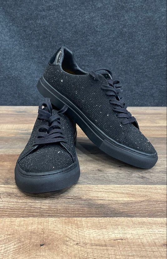 Mix No. 6 Egann Black Glitter Rhinestone Low Top Fashion Sneakers Size 8.5