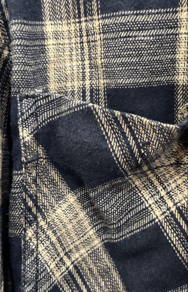DRL Essentials Men's Blue Tan Plaid Hooded Flannel Shirt Sz S