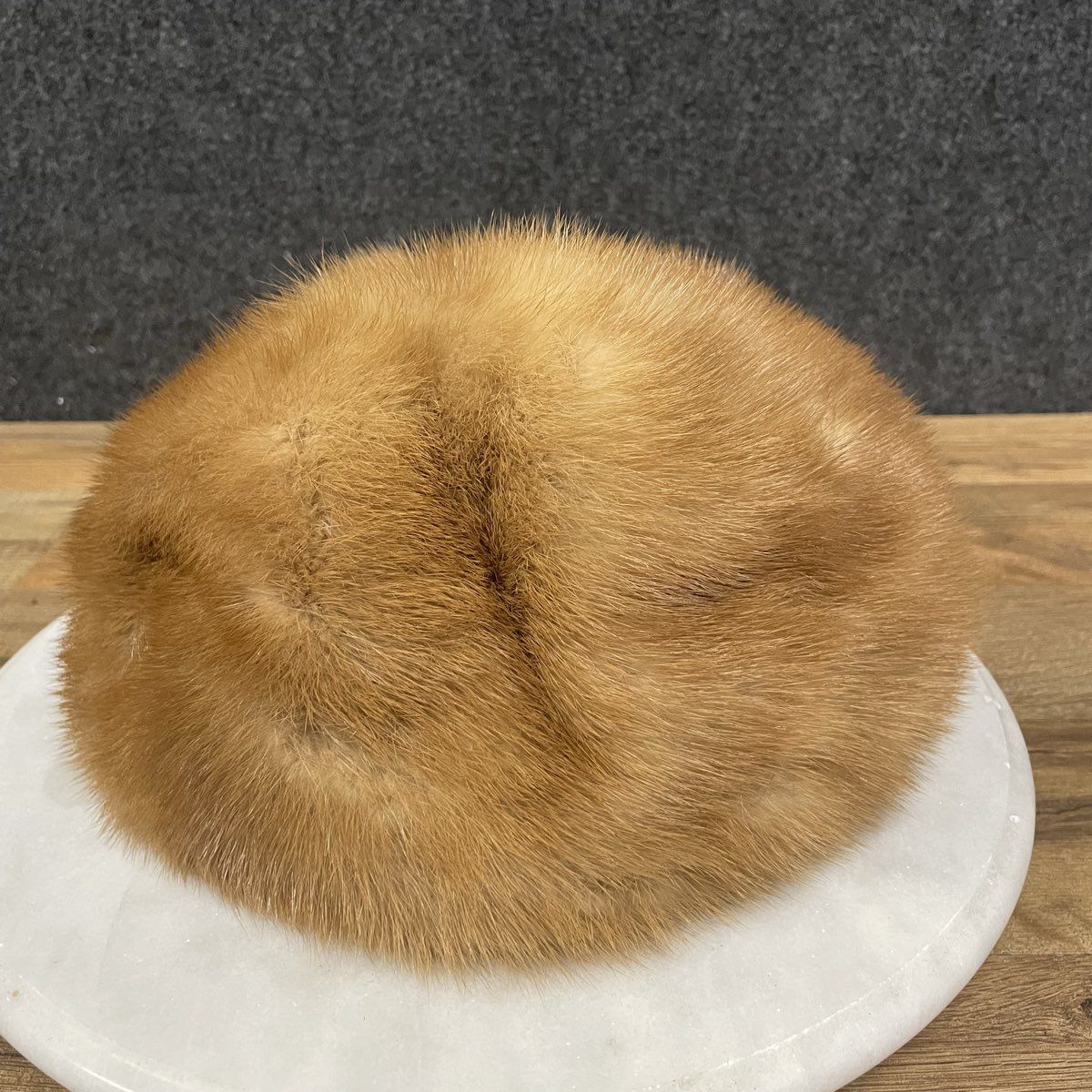 Vintage 60s Genuine Mink Fur Pillbox Hat Golden Brown Sz OS