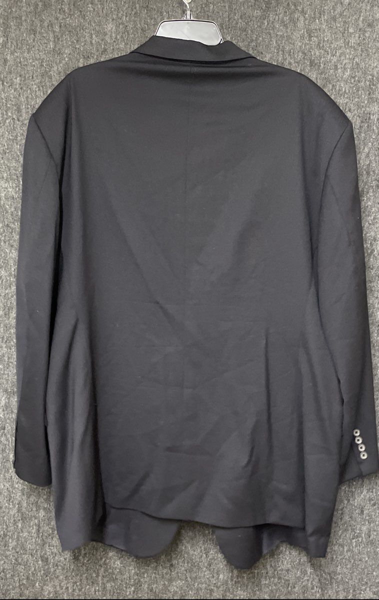 Stafford Men's Black Herringbone 100% Wool 3-Button Suit Jacket Blazer Sz 52 R