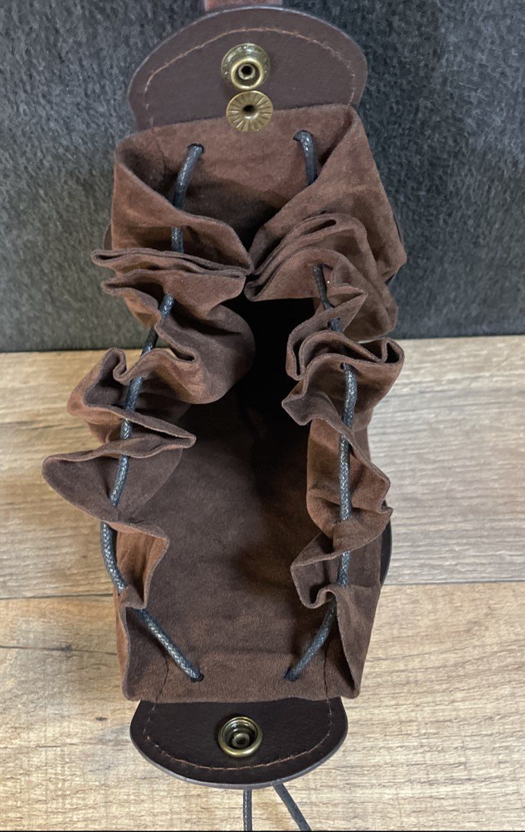 Viking Brown Embossed Warrior Dice Bag Belt Pouch Drawstring Cosplay Accessory