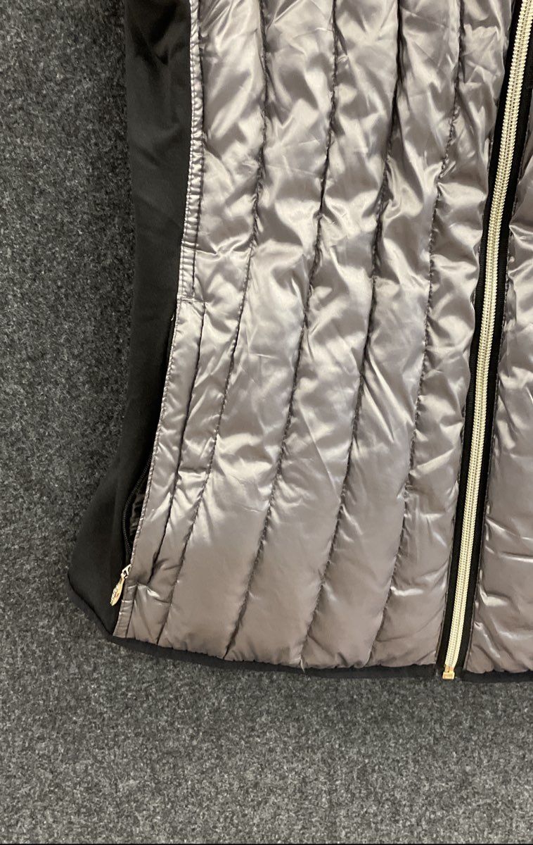 Calvin Klein Performance Women's Silver Metallic Down Puffer Vest Moto Zip Sz M