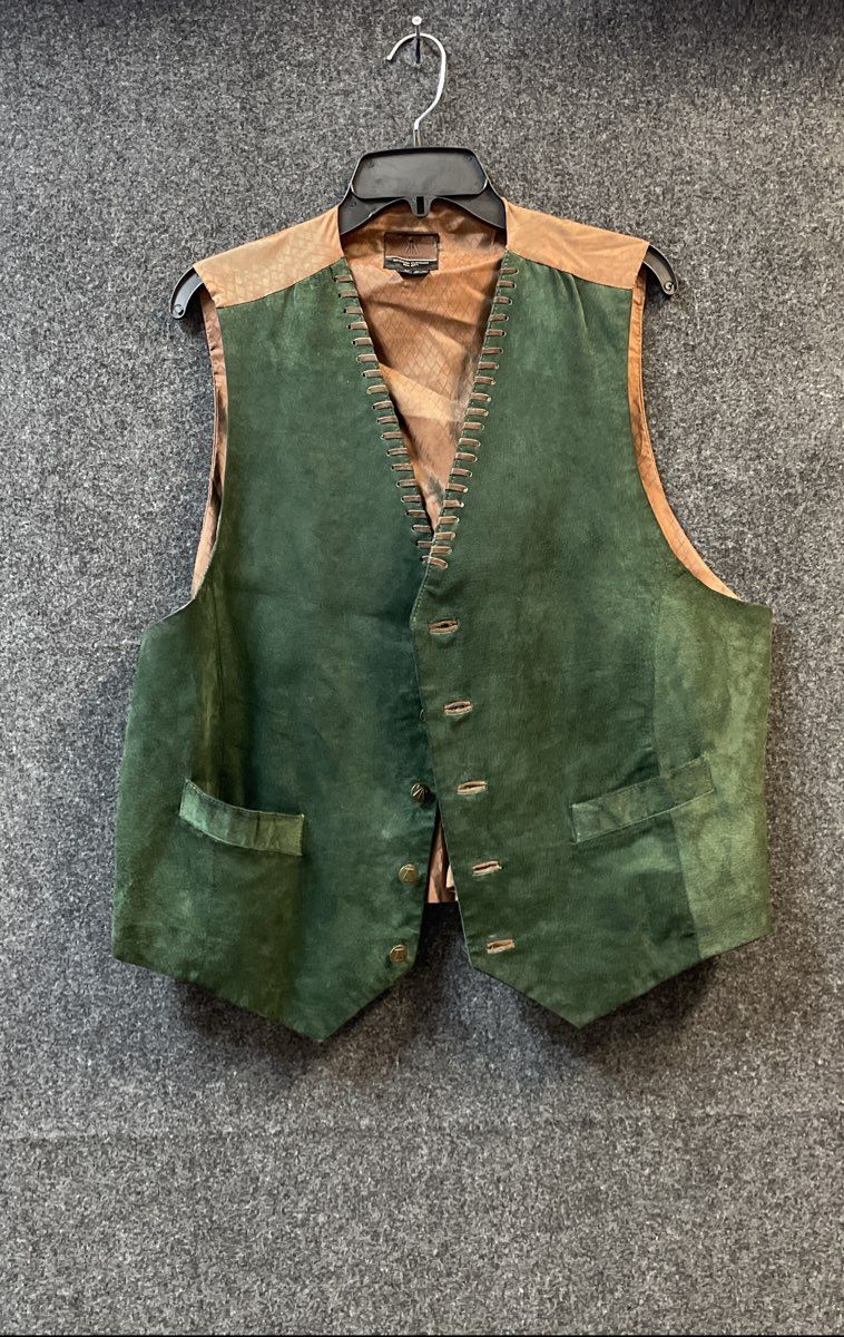 Kreuler & Zeidler Men's Green Suede Leather Whipstitch Western Vest Sz XL
