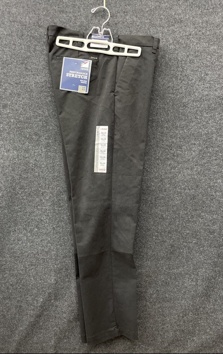 IZOD Men's Black Slim Fit SportFlex Performance Stretch Pant 36x30 NWT