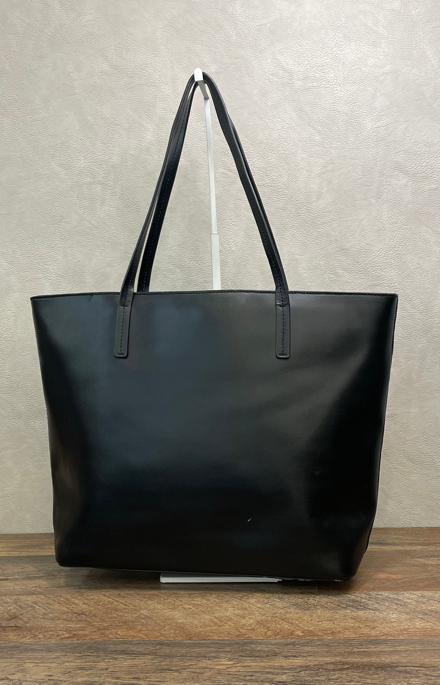 Kate Spade Black Leather Large Shoulder Tote Bag Gold Logo